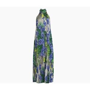 Ungaro Naomi Floral Pleated Halter Gown Size US6 Small $995